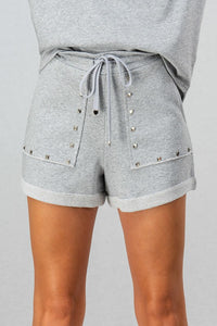 French Terry Studded Trim Lounge Shorts