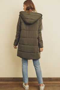 Hooded Puffer Jacket - Olive
