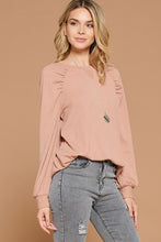 Load image into Gallery viewer, Pointelle Raglan Puff Sleeve Knit Top