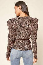Load image into Gallery viewer, Sugar Lips Animal Print Puff Sleeve Top