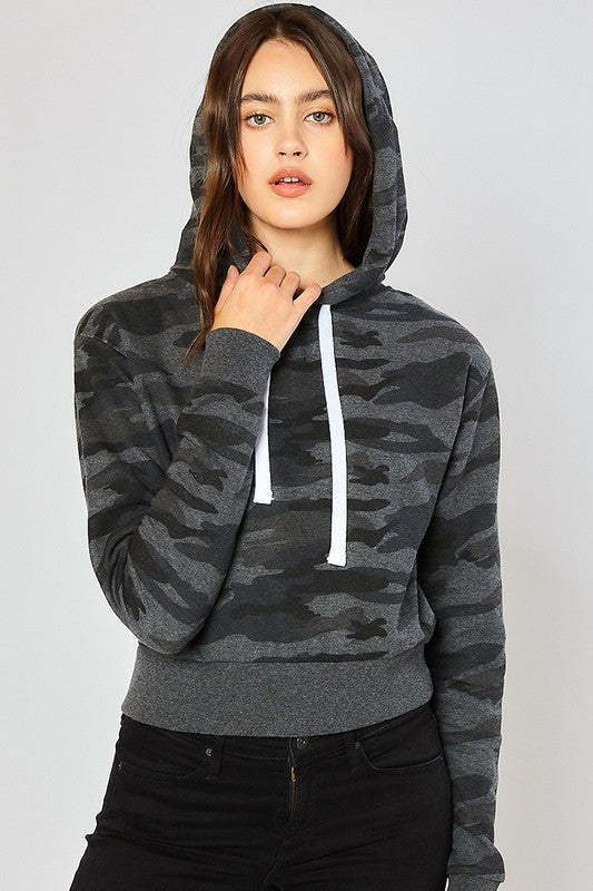 Women's Basic Camo Fleece Cropped Pullover