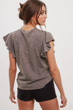 Load image into Gallery viewer, Vintage Black Ruffle Short Sleeve Top