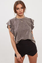 Load image into Gallery viewer, Vintage Black Ruffle Short Sleeve Top