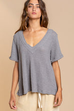 Load image into Gallery viewer, Half Sleeve V neck Waffle Knit Top