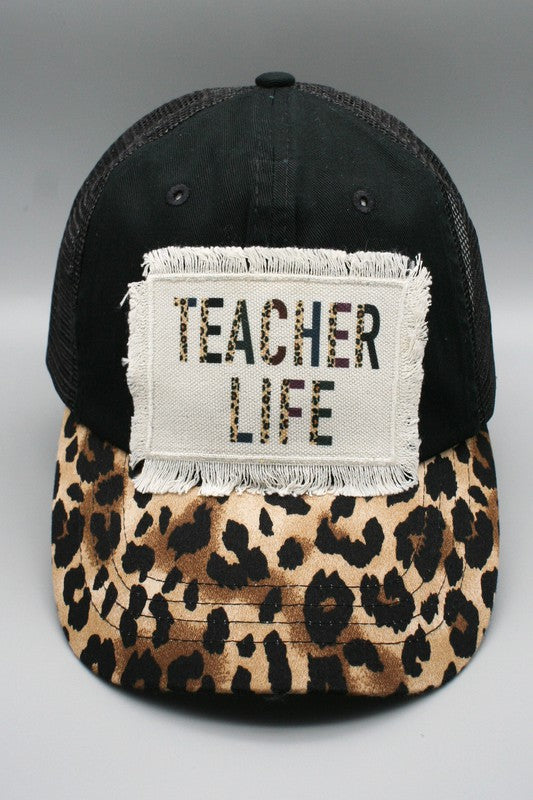 Leopard Teacher Trucker  Patch Hat
