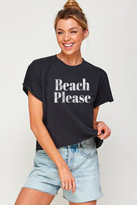 BEACH PLEASE Graphic Print Women Top