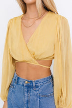 Load image into Gallery viewer, BALLOON LONG SLEEVE CRISS CROSS CROP TOP