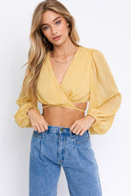 Load image into Gallery viewer, BALLOON LONG SLEEVE CRISS CROSS CROP TOP