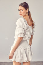 Load image into Gallery viewer, PUFF SLEEVE SMOCKED WAIST ROMPER