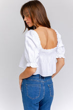 Load image into Gallery viewer, PUFF SLEEVE SMOCKING DETAIL FLARED TOP