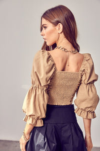 RUFFLE RUCHED FRONT TOP