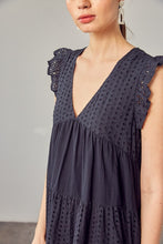 Load image into Gallery viewer, V NECK EYELET DRESS