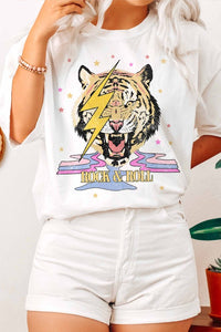 ROCK AND ROLL RETRO TIGER GRAPHIC TEE