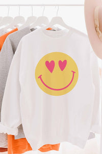 LOVELY SMILEY FACE GRAPHIC SWEATSHIRT