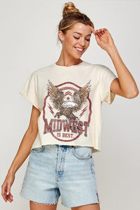MIDWEST IS THE BEST Graphic Print Women Top