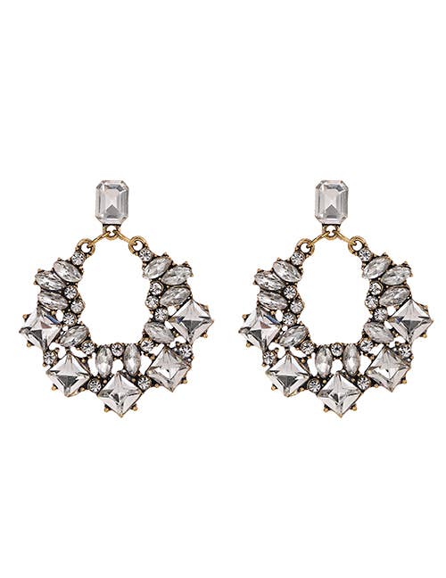Koko and Lola - Silver Morgan Swarovski Jeweled Art Deco Earrings