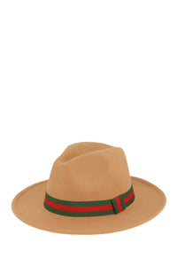 Shop Neighbors - Green and Red Band Basic Fedora Hat