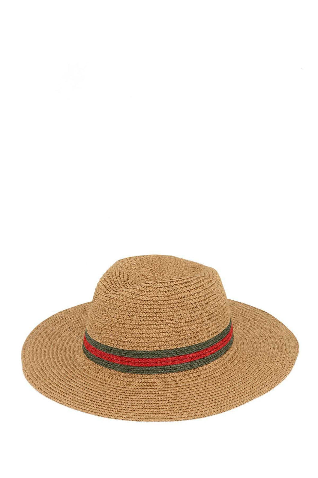 Shop Neighbors - Green and Red Accent Straw Fedora Hat