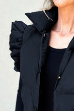 Load image into Gallery viewer, Ruffled Snap Down Mock Neck Vest Coat