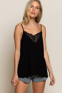 V camisole Tank with Lace on Front
