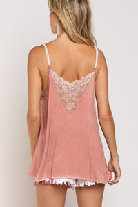V camisole Tank with Lace on Front