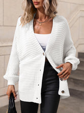 Load image into Gallery viewer, Button Down Horizontal-Ribbing Longline Cardigan