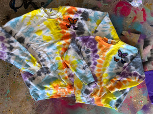 Tie-Dye Butterfly Patchwork Sweatshirt