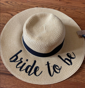 Bride to Be Natural Color Paper Wide Brim Straw Hat