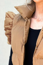 Load image into Gallery viewer, Ruffled Snap Down Mock Neck Vest Coat