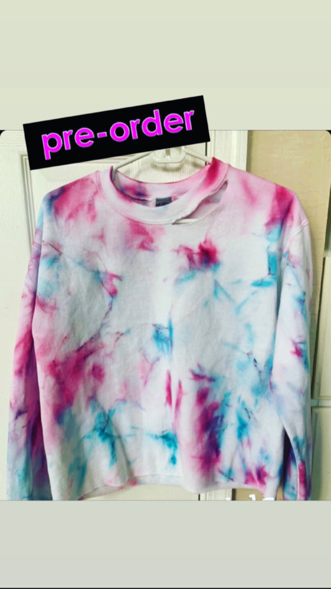 Pink/Blue Tie-Dye Cut Up Sweatshirt - Adult and Youth
