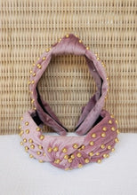 Load image into Gallery viewer, Gold Pearl Velvet Top Knot Headband